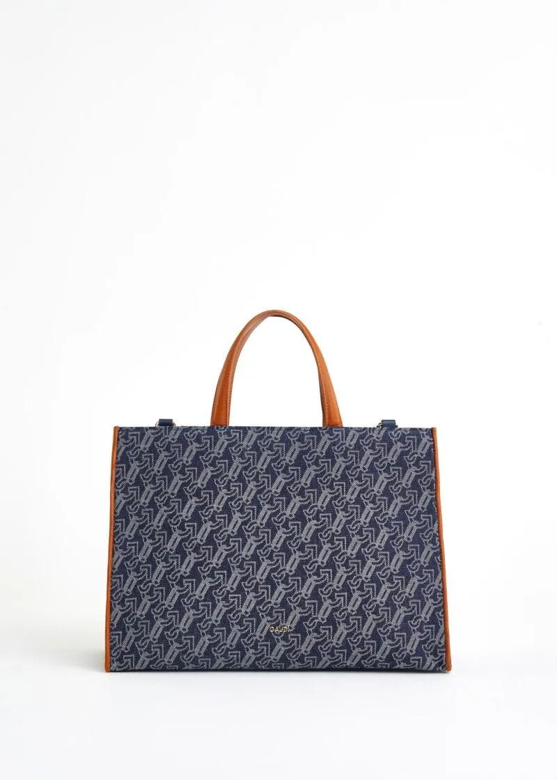 Shopping bag in denim con logo