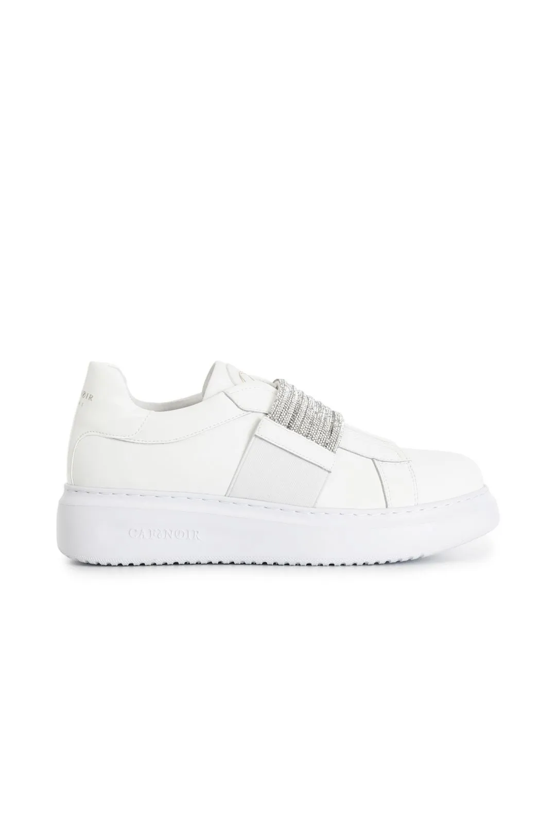 slip-on con fascia strass bianco