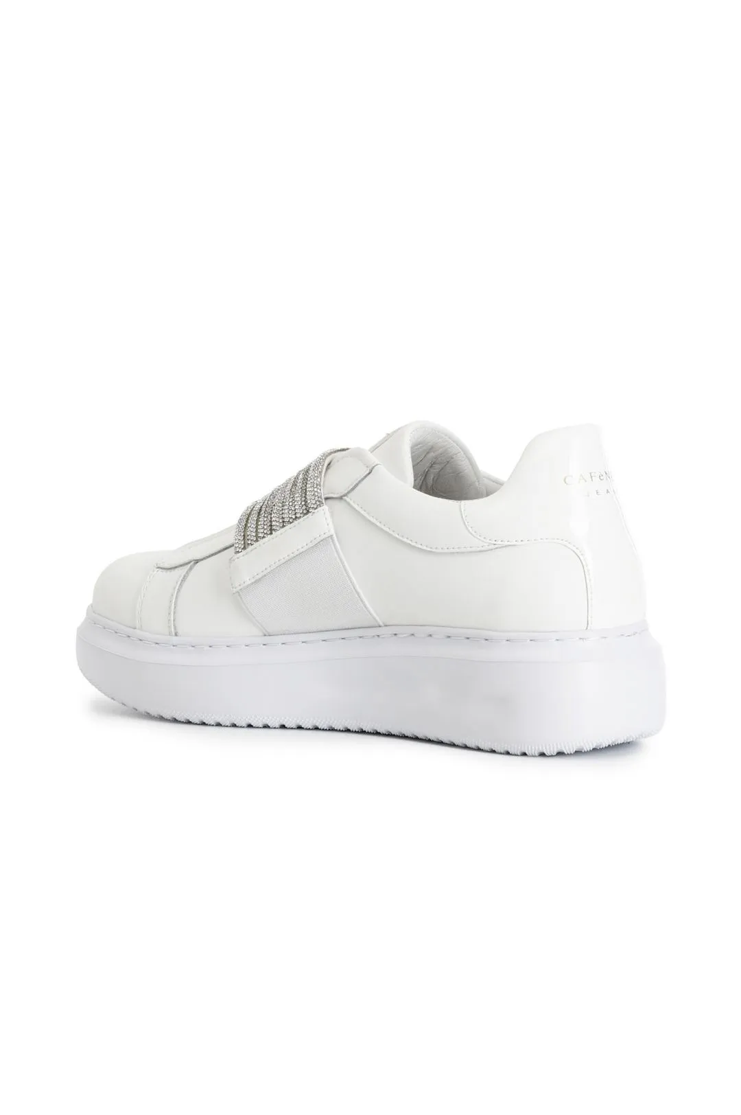 slip-on con fascia strass bianco