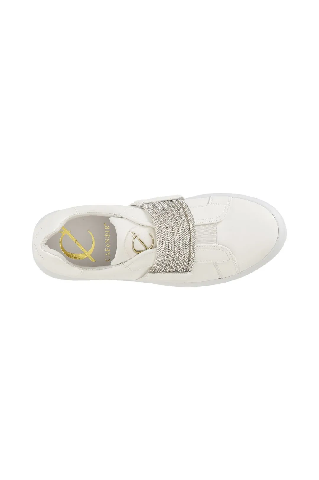 slip-on con fascia strass bianco