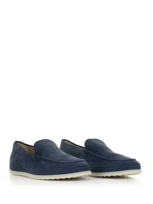 Slip-on moccasin in blue nubuck