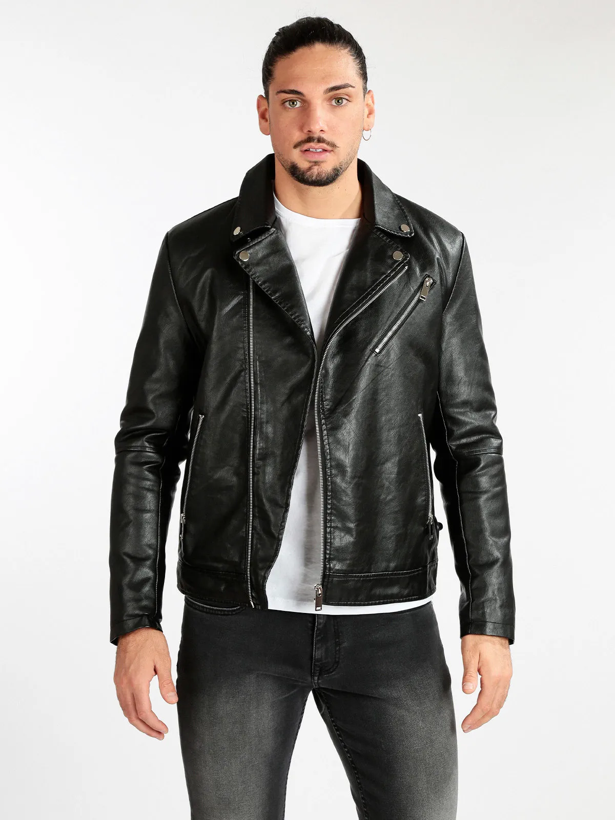 Solada Blouson biker homme simili cuir