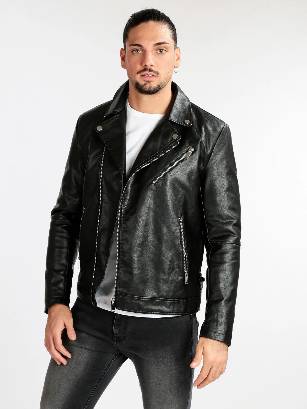 Solada Blouson biker homme simili cuir