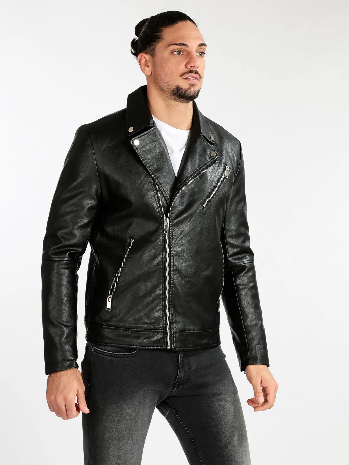 Solada Blouson biker homme simili cuir