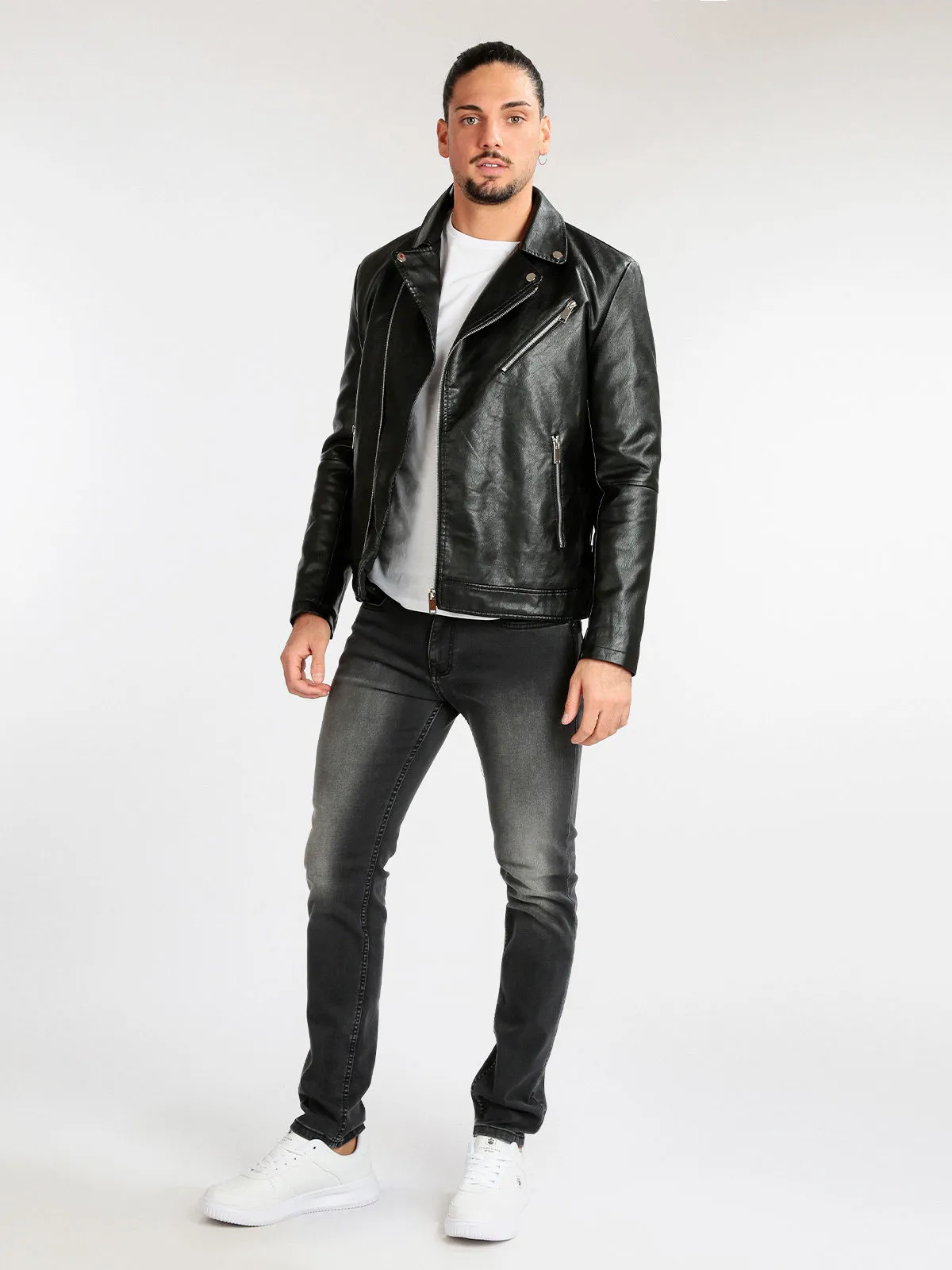 Solada Blouson biker homme simili cuir