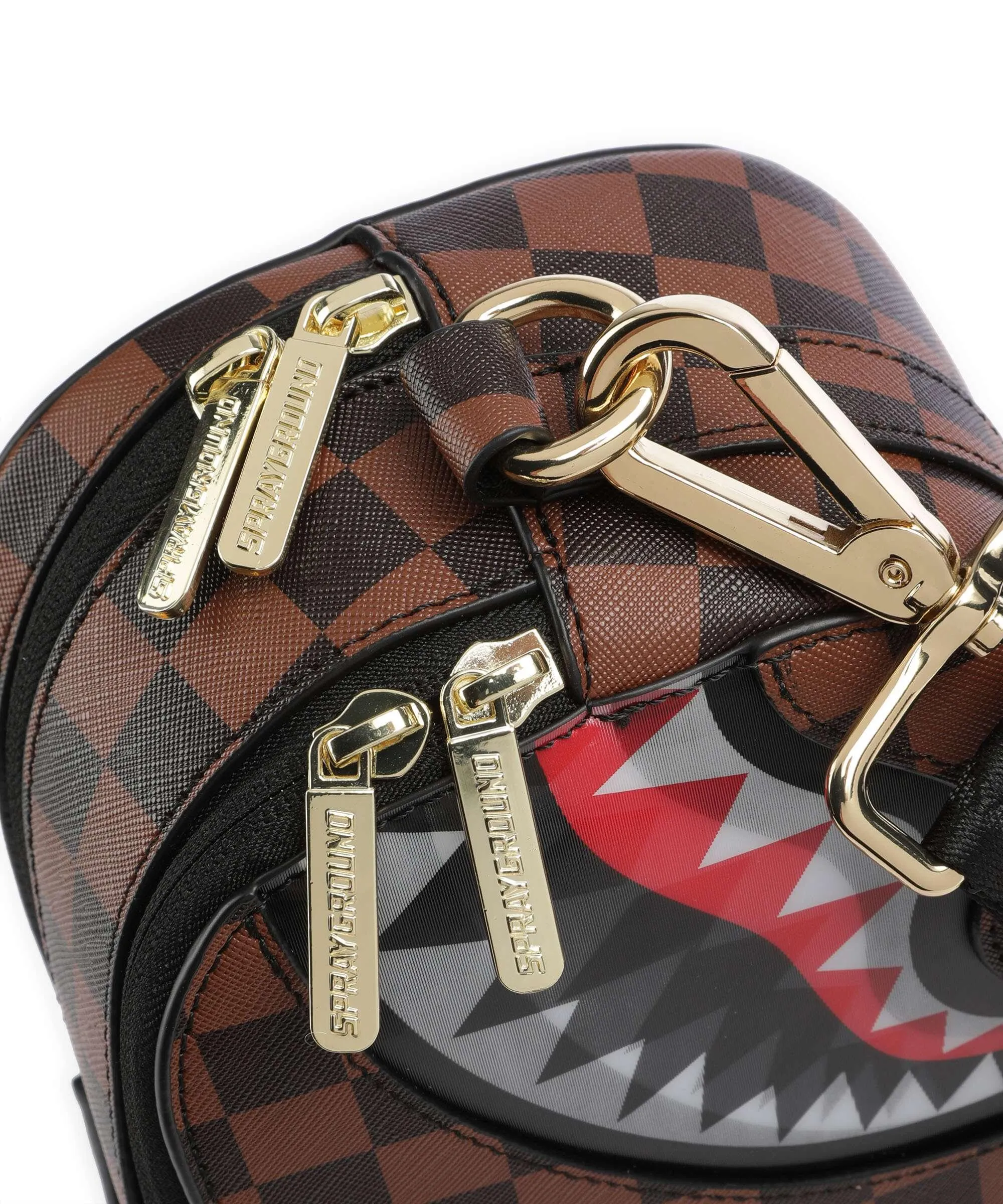  Sprayground Sharks in Paris Lenticular Chomp Borsa sling plastica marrone  