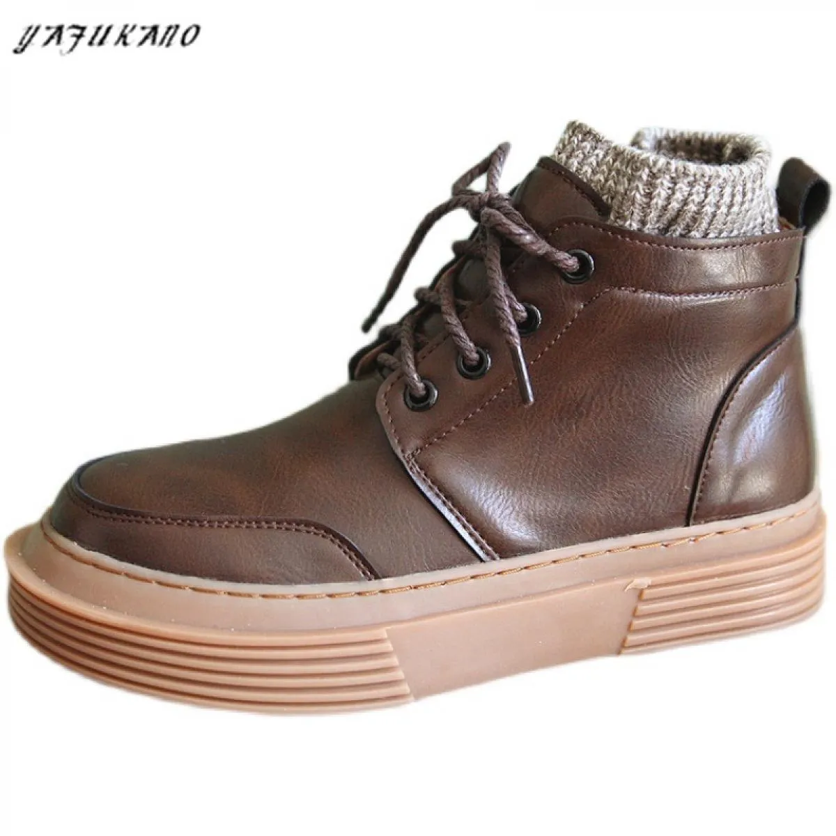 Stivali da donna originali in tubo di lana retrò letterari Stivali corti con plateau stile britannico Mori Girl fatti a mano com
