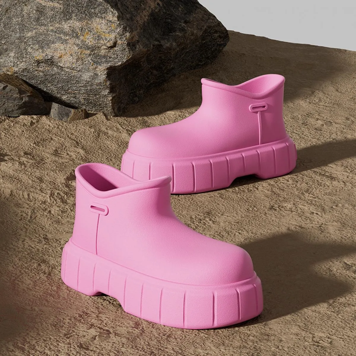 Stivali da pioggia da donna Scarpe da pioggia impermeabili da esterno Suola spessa Antiscivolo Leggero Slip On Eva Caviglia rimo