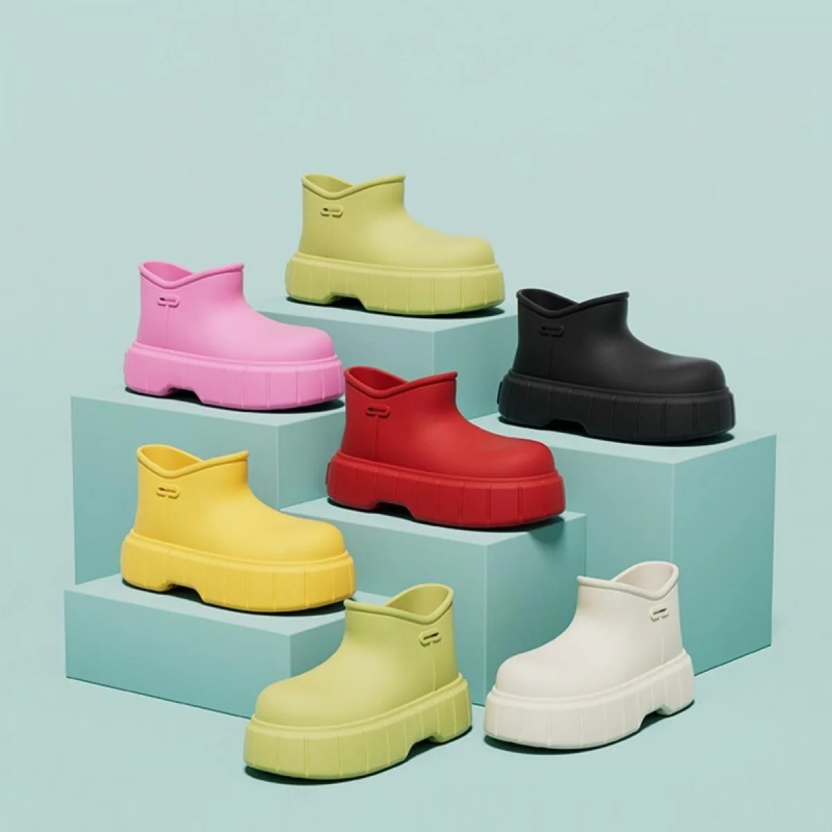 Stivali da pioggia da donna Scarpe da pioggia impermeabili da esterno Suola spessa Antiscivolo Leggero Slip On Eva Caviglia rimo