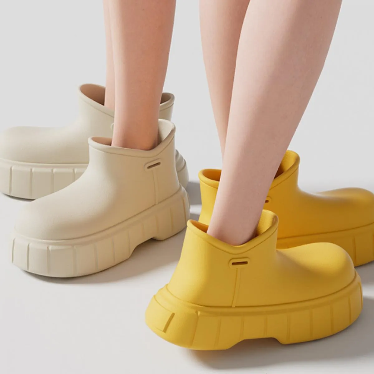 Stivali da pioggia da donna Scarpe da pioggia impermeabili da esterno Suola spessa Antiscivolo Leggero Slip On Eva Caviglia rimo