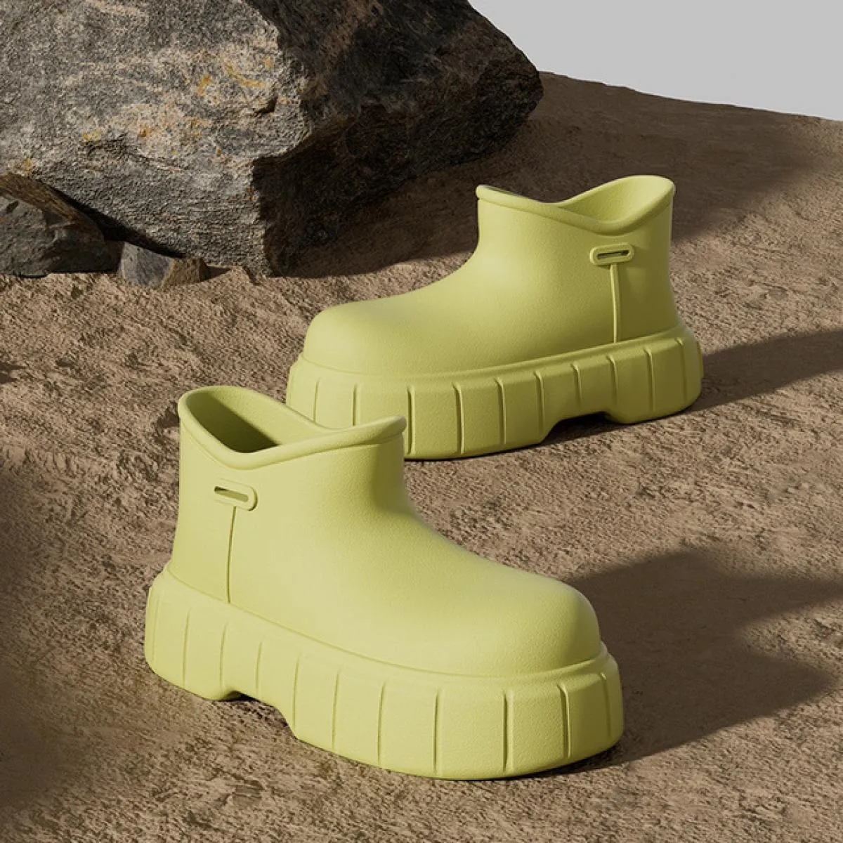 Stivali da pioggia da donna Scarpe da pioggia impermeabili da esterno Suola spessa Antiscivolo Leggero Slip On Eva Caviglia rimo
