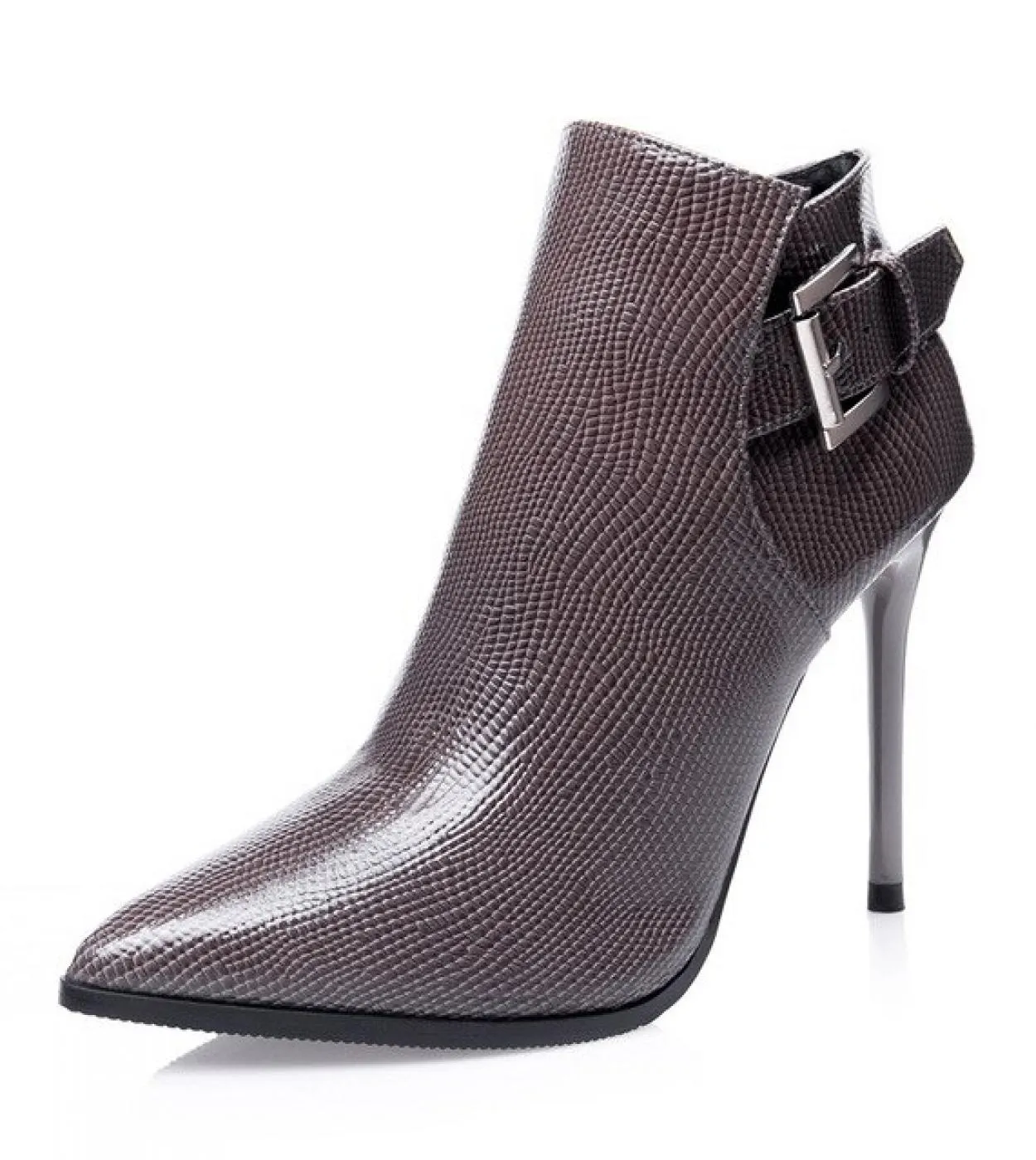 Stivali in pelle di serpente moda fibbia retrò piattaforma con cerniera invernale scarpe tacco alto donna scarpe a punta donna c