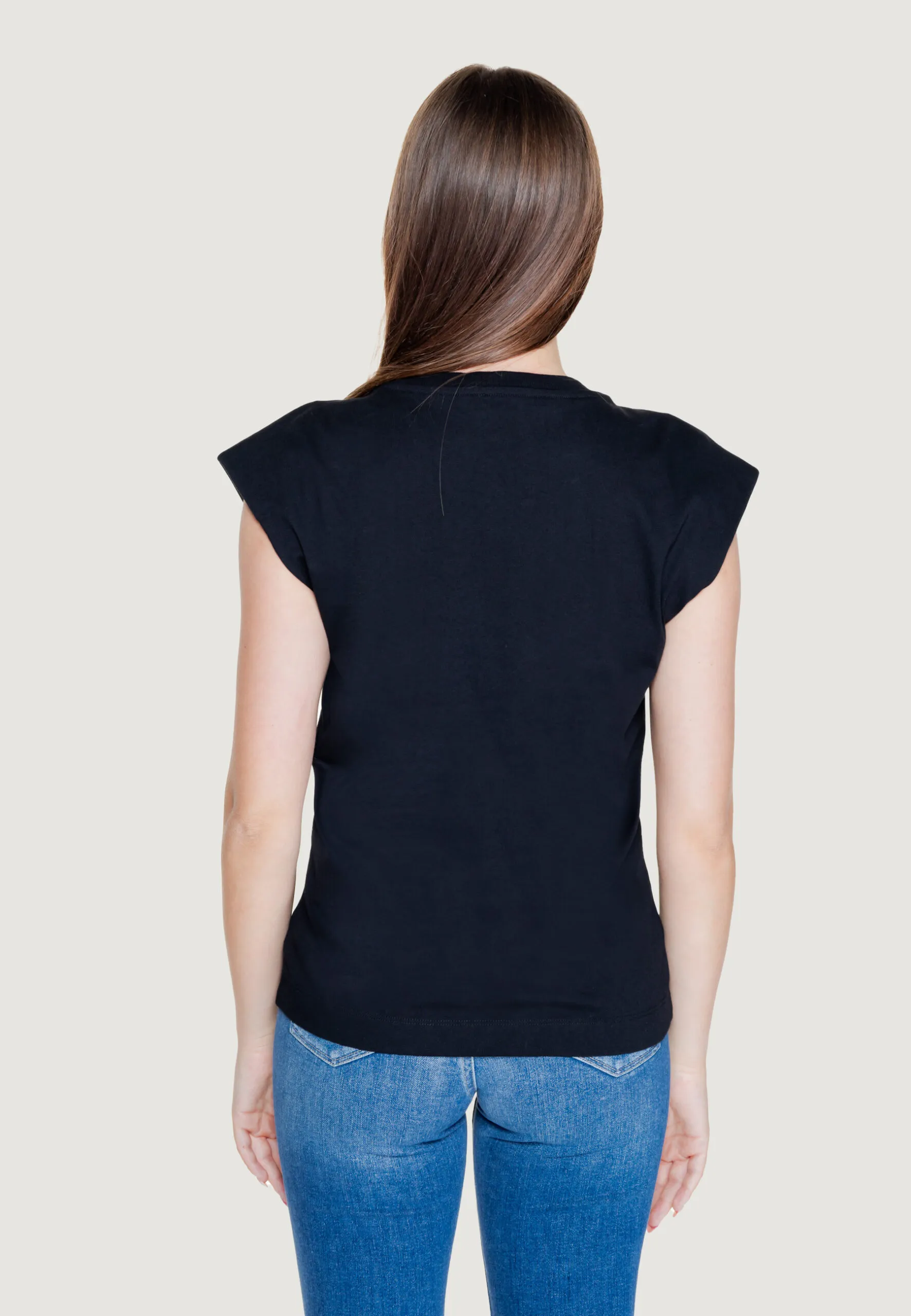 T-shirt Guess SS CN CRYSTAL LOGO Nero