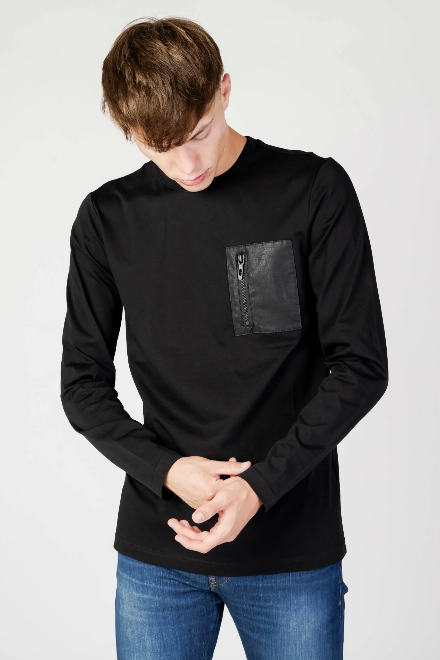 T-shirt manica lunga Antony Morato regular fit in cotone Nero