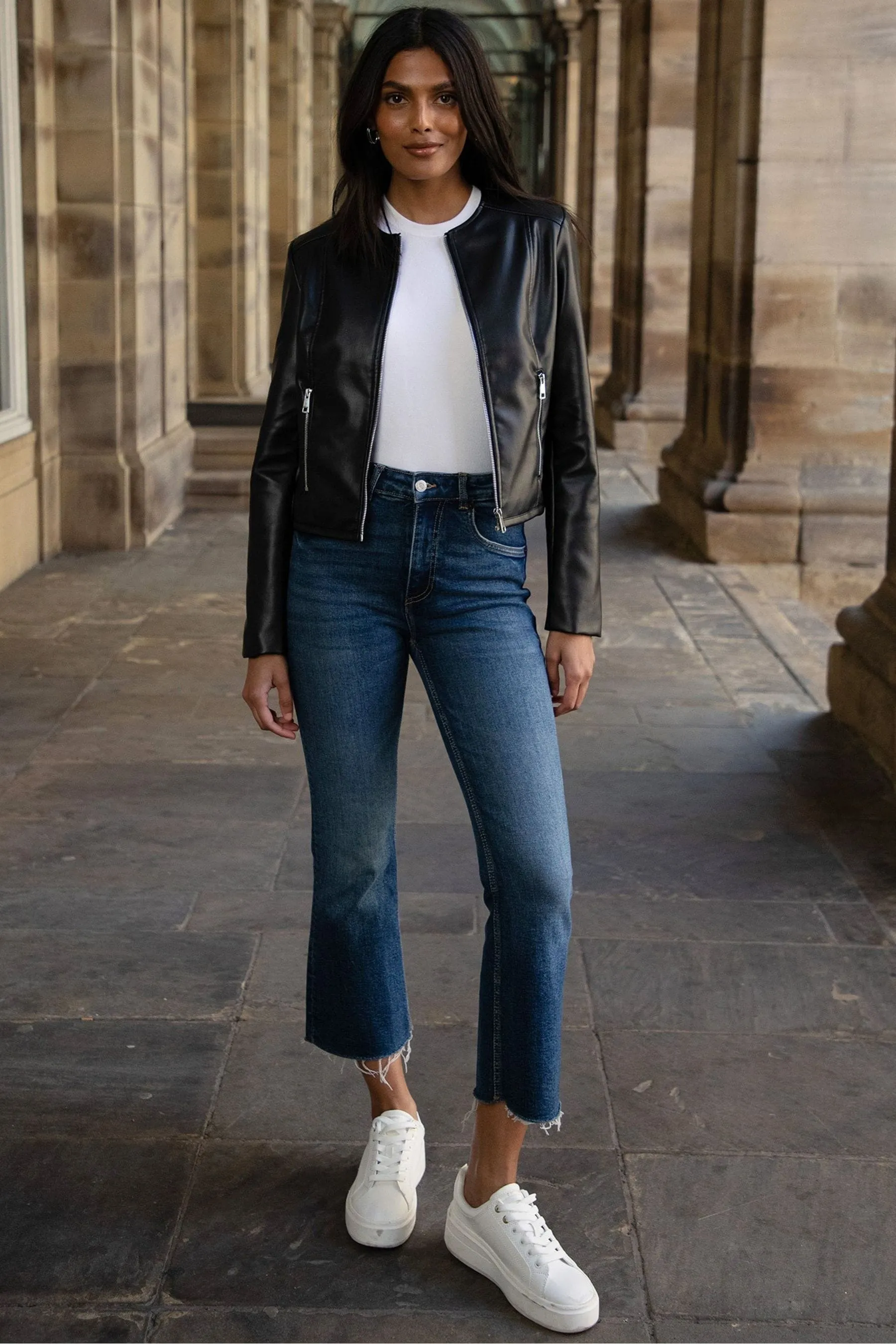 Threadbare - Giacca in pelle sintetica in PU senza colletto