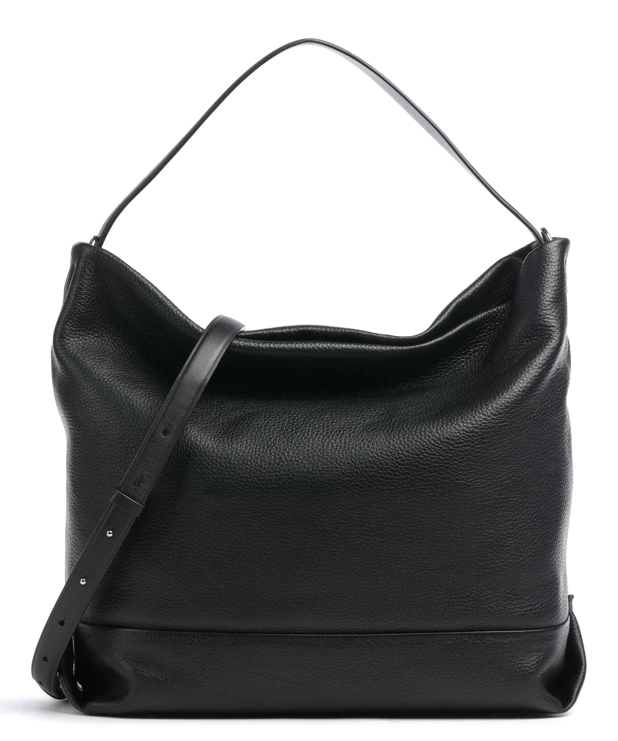 Tiger of Sweden Poly Borsa hobo 15″ pelle di vacchetta grana nero  