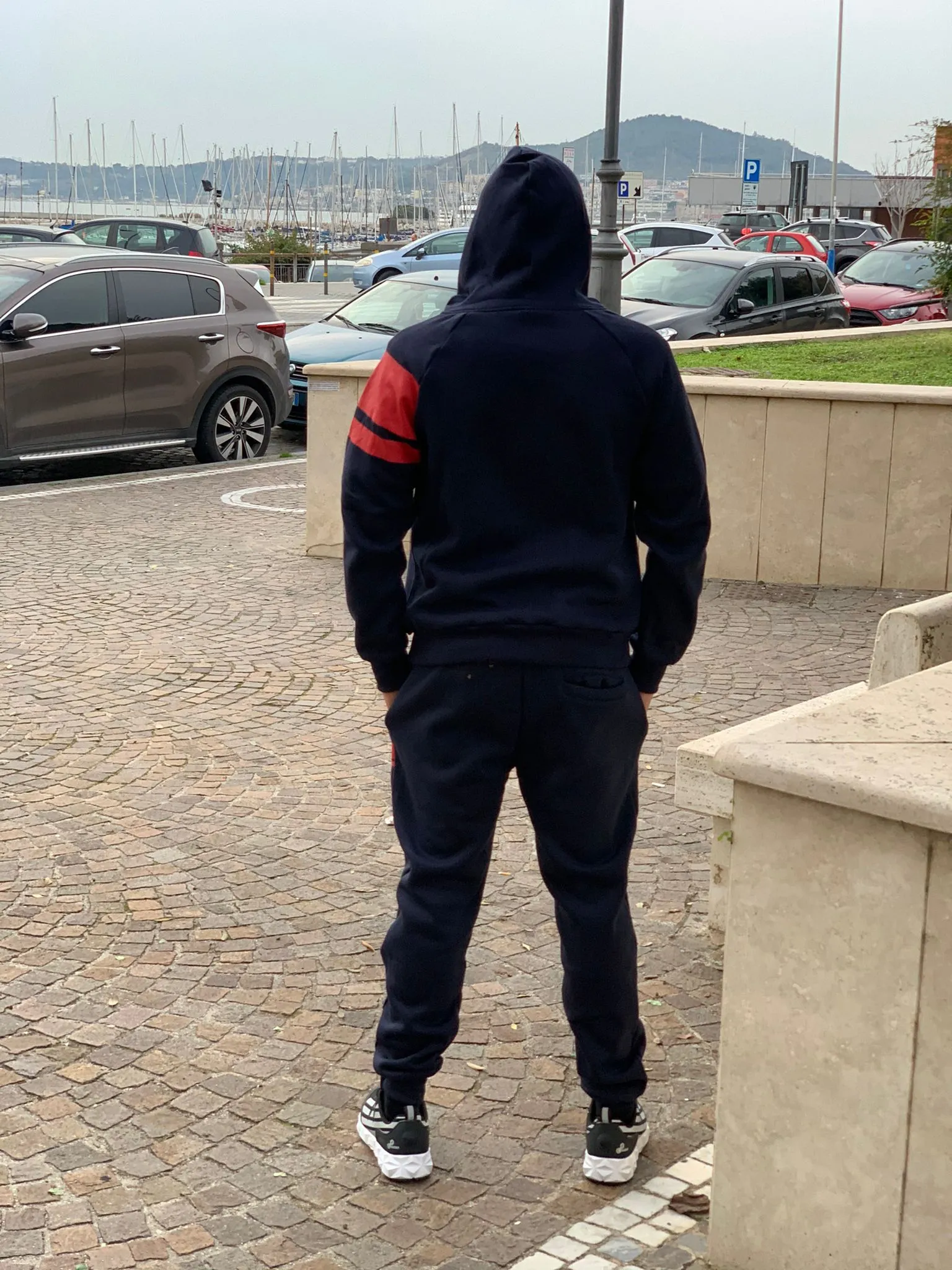 Tuta Umbro Felpata Cappuccio Blu Big Logo Rosso
