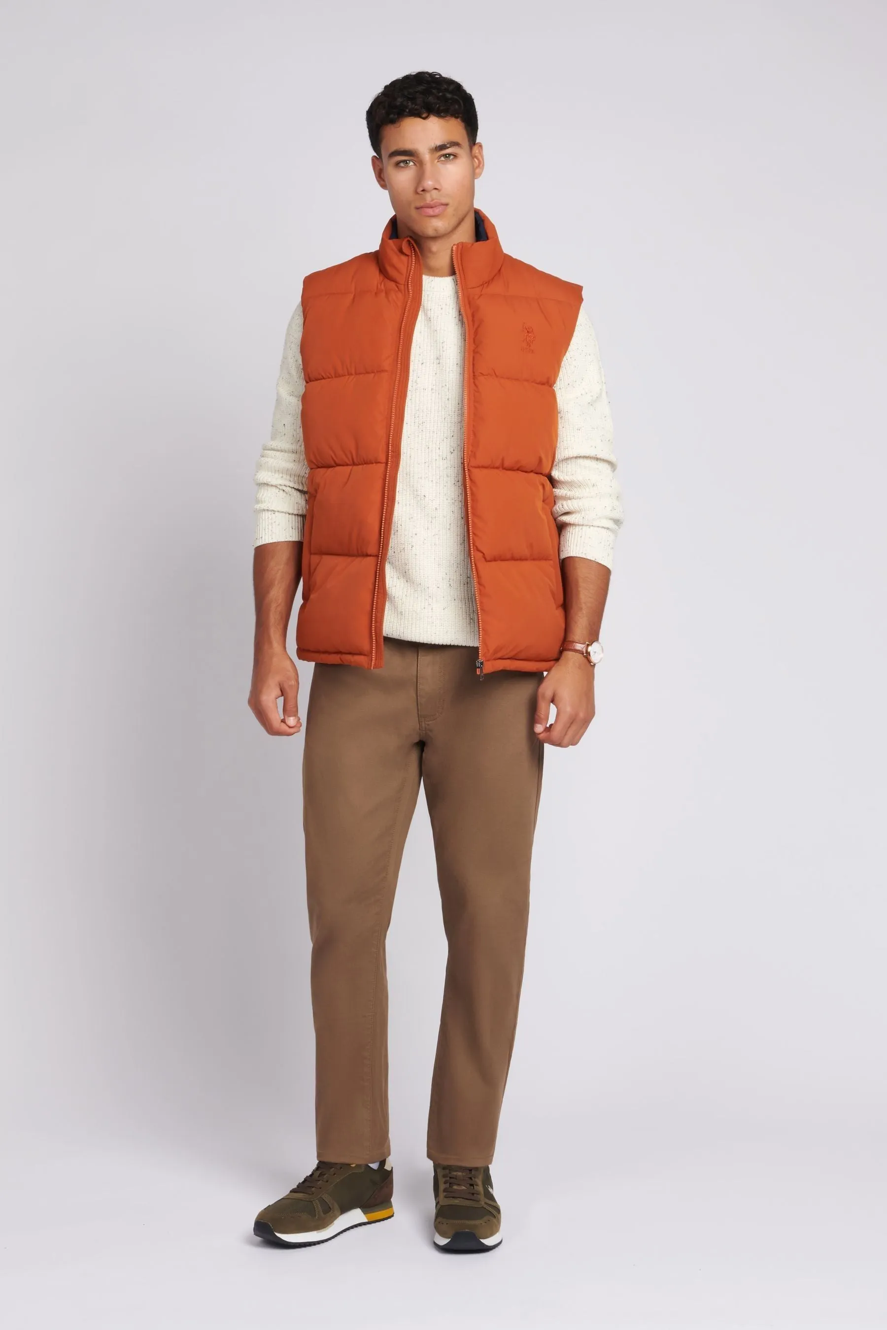 U.S. Polo Assn. Uomo Arancione - Gilet trapuntato spesso