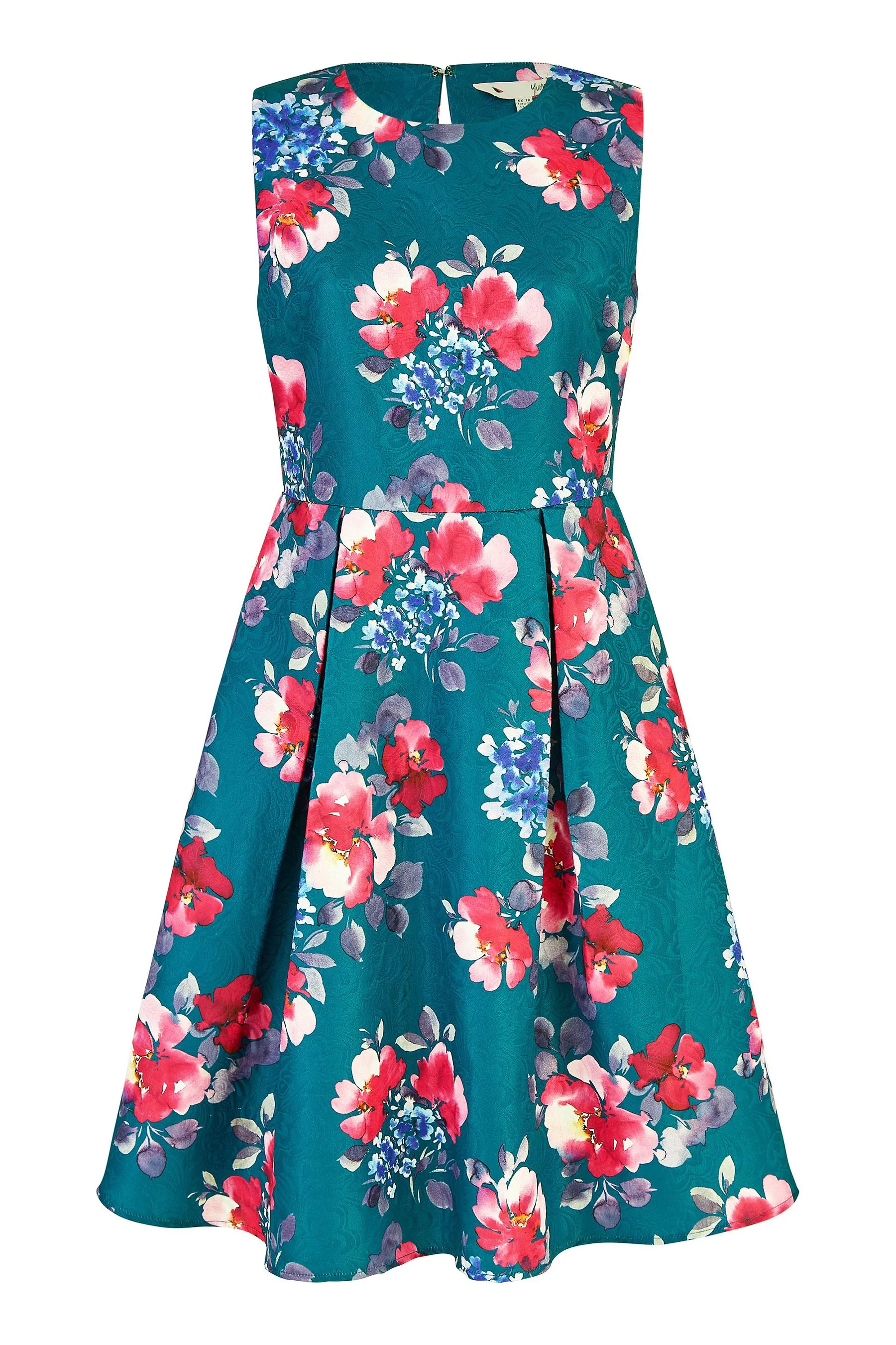 Yumi - Abito svasato in jacquard Floreale invernale