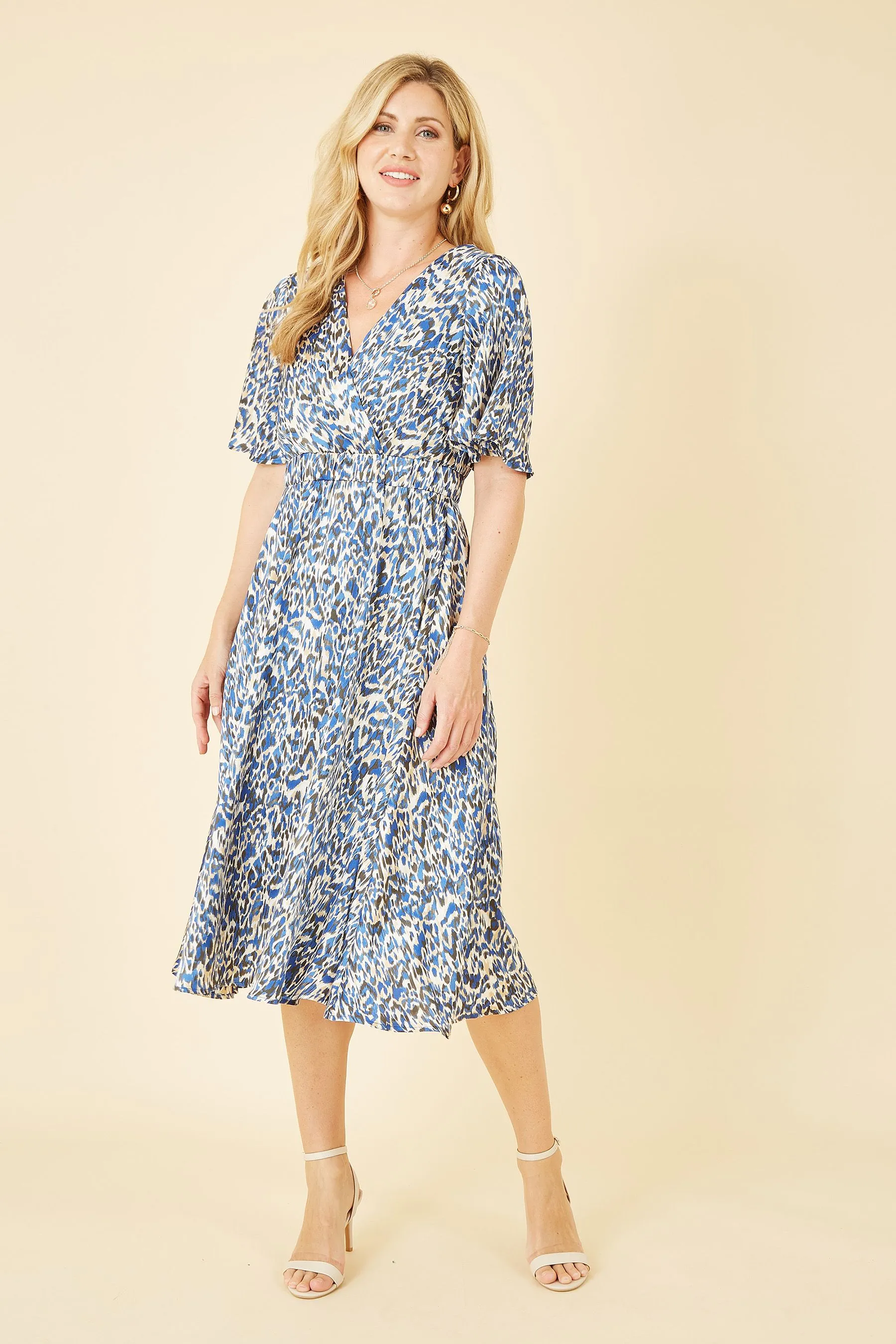 Yumi Stampa animalier - Abito midi a portafoglio a pieghe