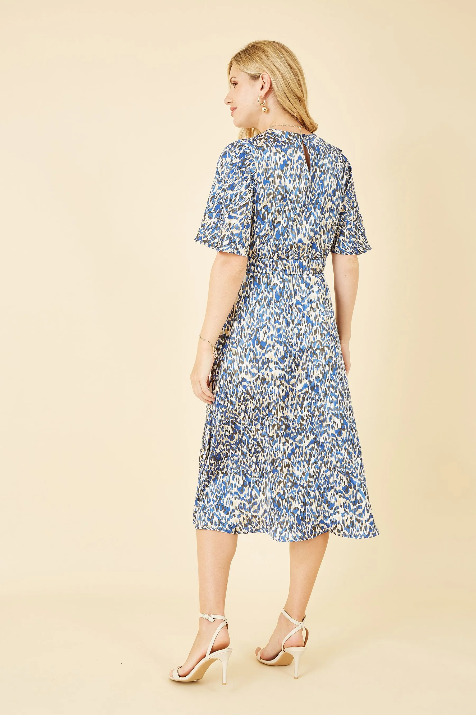 Yumi Stampa animalier - Abito midi a portafoglio a pieghe