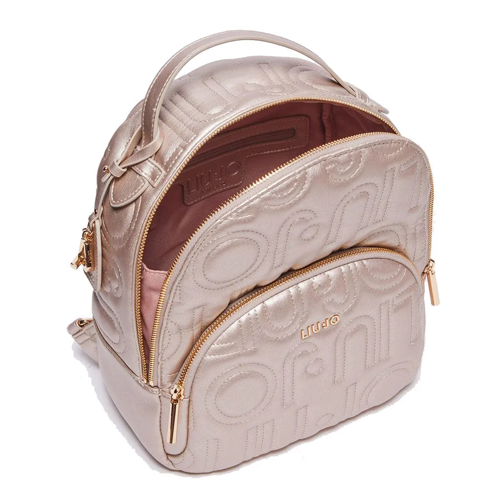 Zaino Donna LIU JO con Logo Trapuntato All Over colore Light Gold