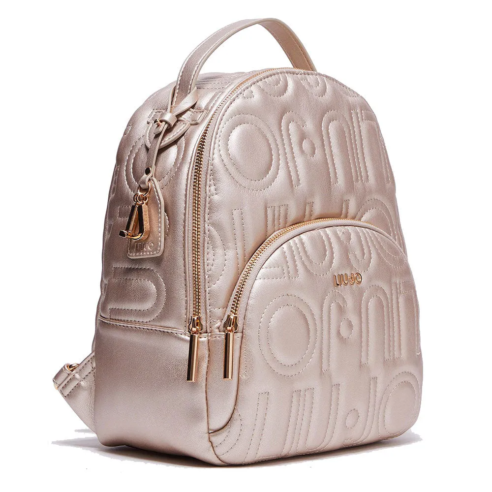 Zaino Donna LIU JO con Logo Trapuntato All Over colore Light Gold