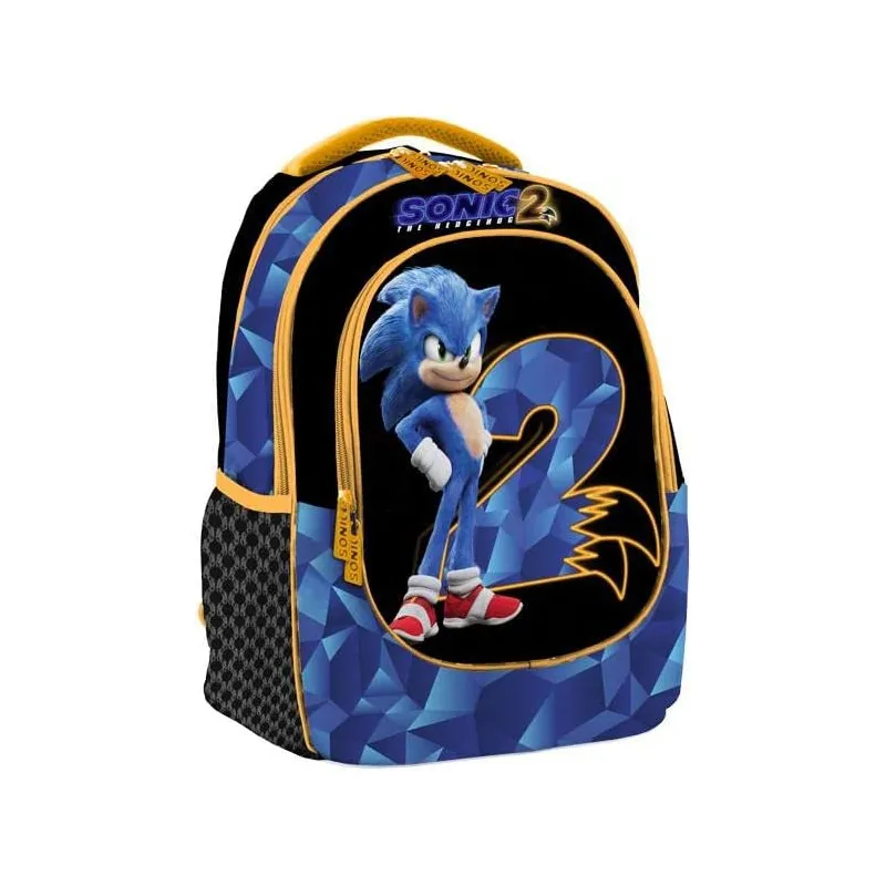 ZAINO SCUOLA OVETTO ORGANIZZATO SONIC 2 THE HEDGEHOG ORIGINAL 3 CERNIERE 42X35X20CM OFFICIAL PRODUCT SEGA OF AMERICA