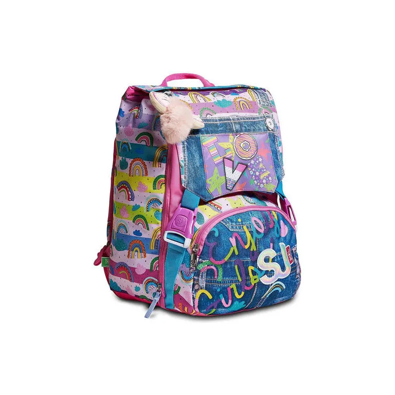 ZAINO SCUOLA SDOPPIABILE BIG SJ GANG COLORBOW GIRL 27X41X22CM 28LT.LO ZAINO CHE CAMBIA QUANDO VUOI TU SJ SEVEN ITALY