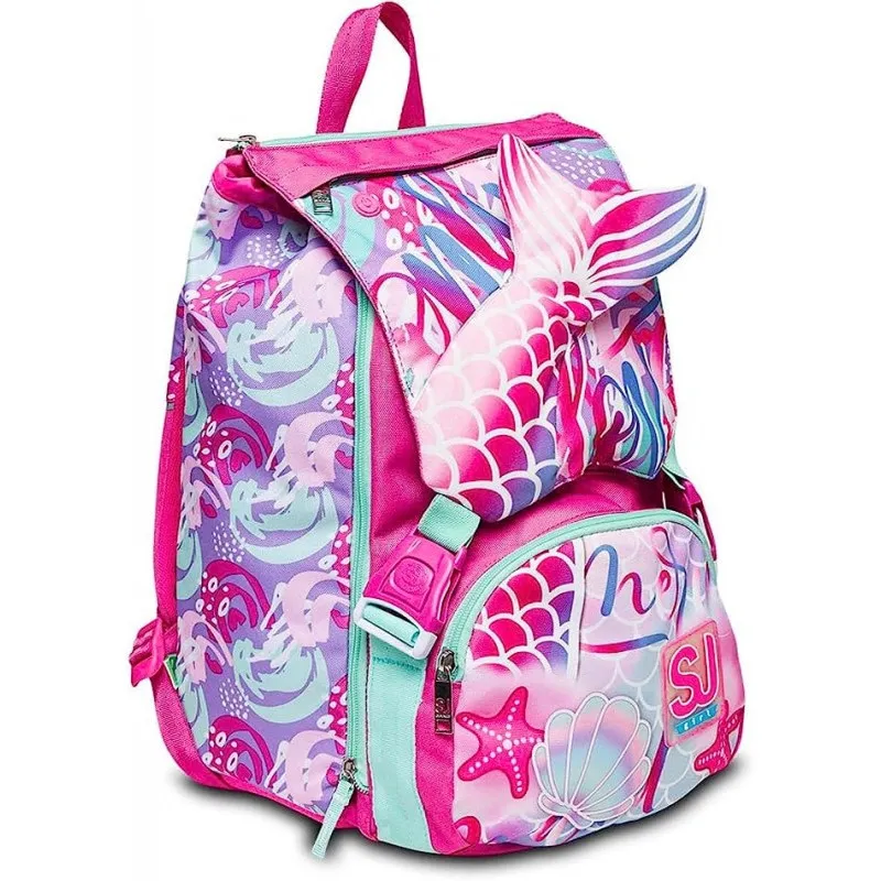 ZAINO SCUOLA SDOPPIABILE BIG SJ GANG SEA BEAUTY GIRL 27X41X22CM28L.LO ZAINO CON PULSANTE CHE AZIONA LA PINNA SEVEN ITALY