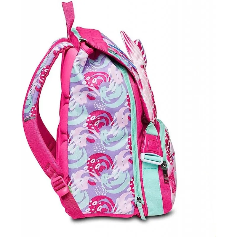 ZAINO SCUOLA SDOPPIABILE BIG SJ GANG SEA BEAUTY GIRL 27X41X22CM28L.LO ZAINO CON PULSANTE CHE AZIONA LA PINNA SEVEN ITALY