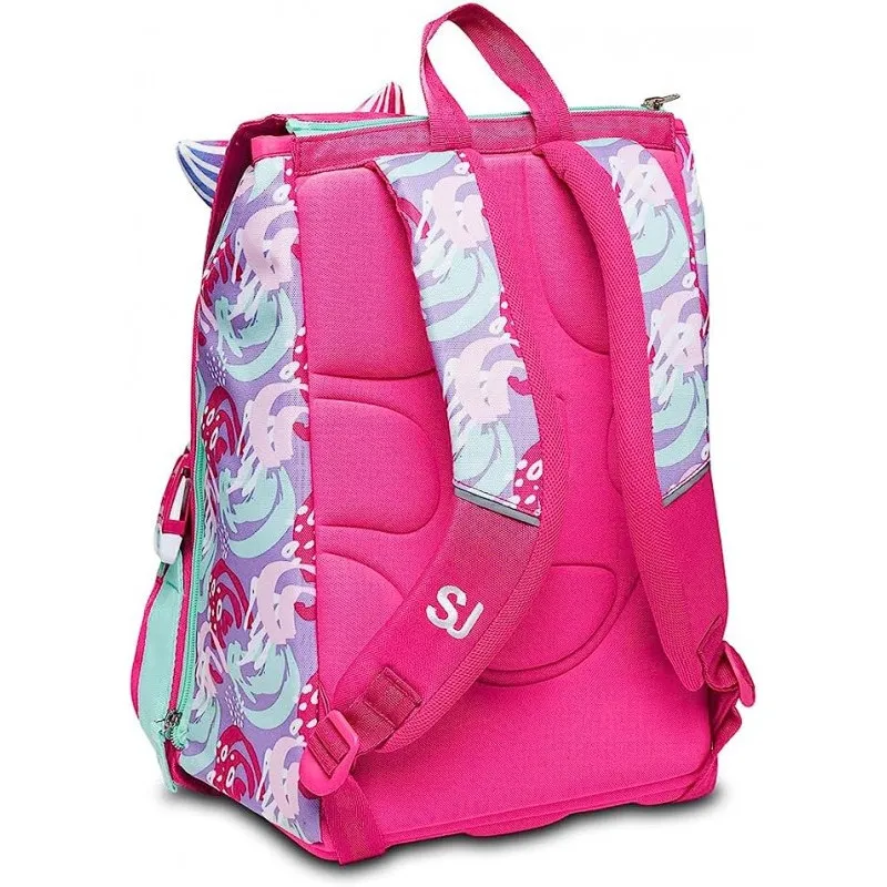 ZAINO SCUOLA SDOPPIABILE BIG SJ GANG SEA BEAUTY GIRL 27X41X22CM28L.LO ZAINO CON PULSANTE CHE AZIONA LA PINNA SEVEN ITALY